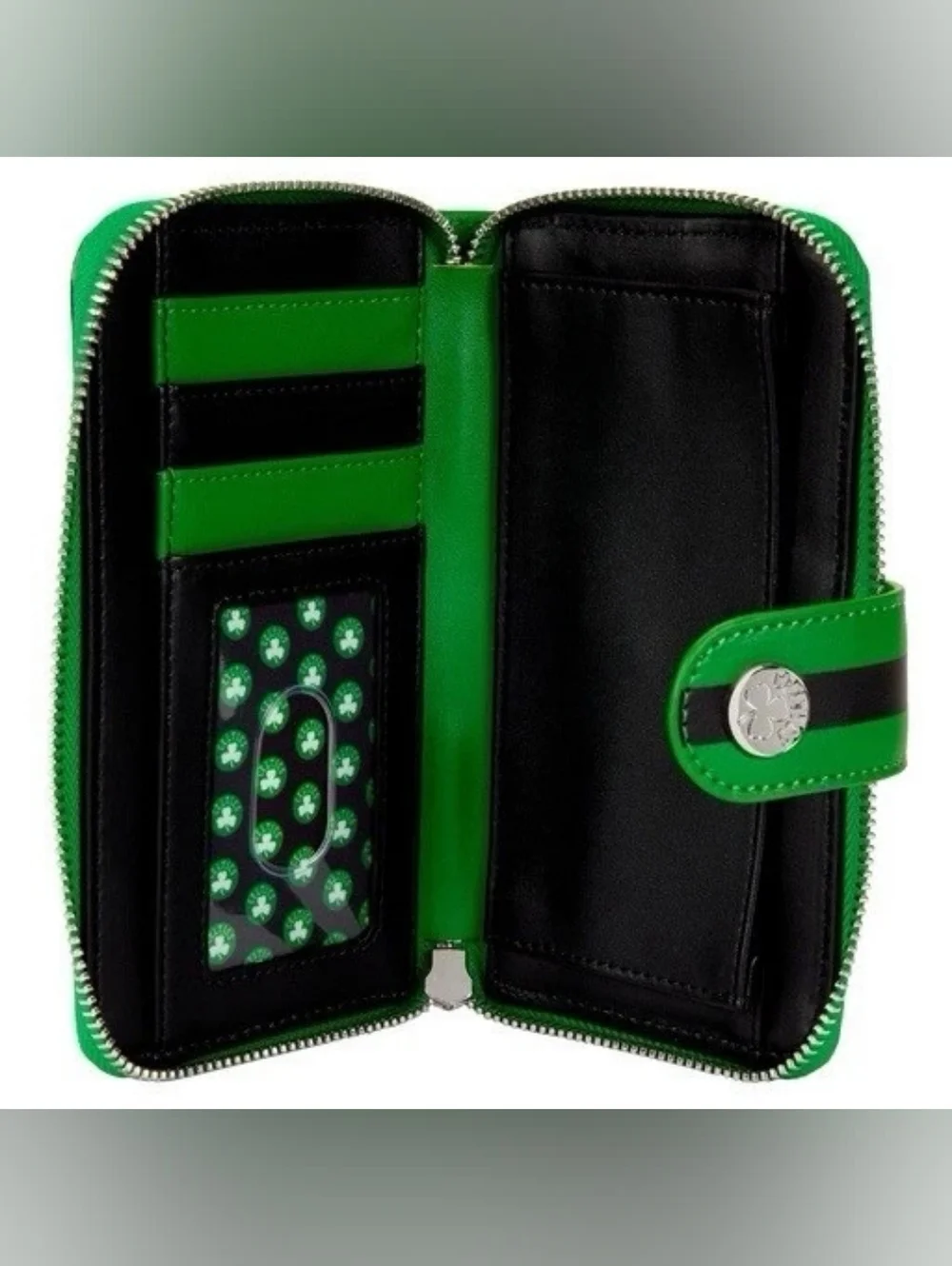 Loungefly Green Boston Celtics Logo Print Zip Wallet NWT